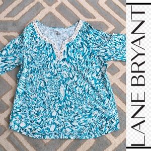 LANE BRYANT VNeck tunic aqua leopard print 22/24